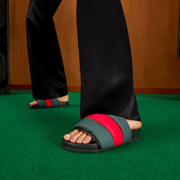 Gucci Women's Padded Web Slide Sandals - Picture 6 of 9